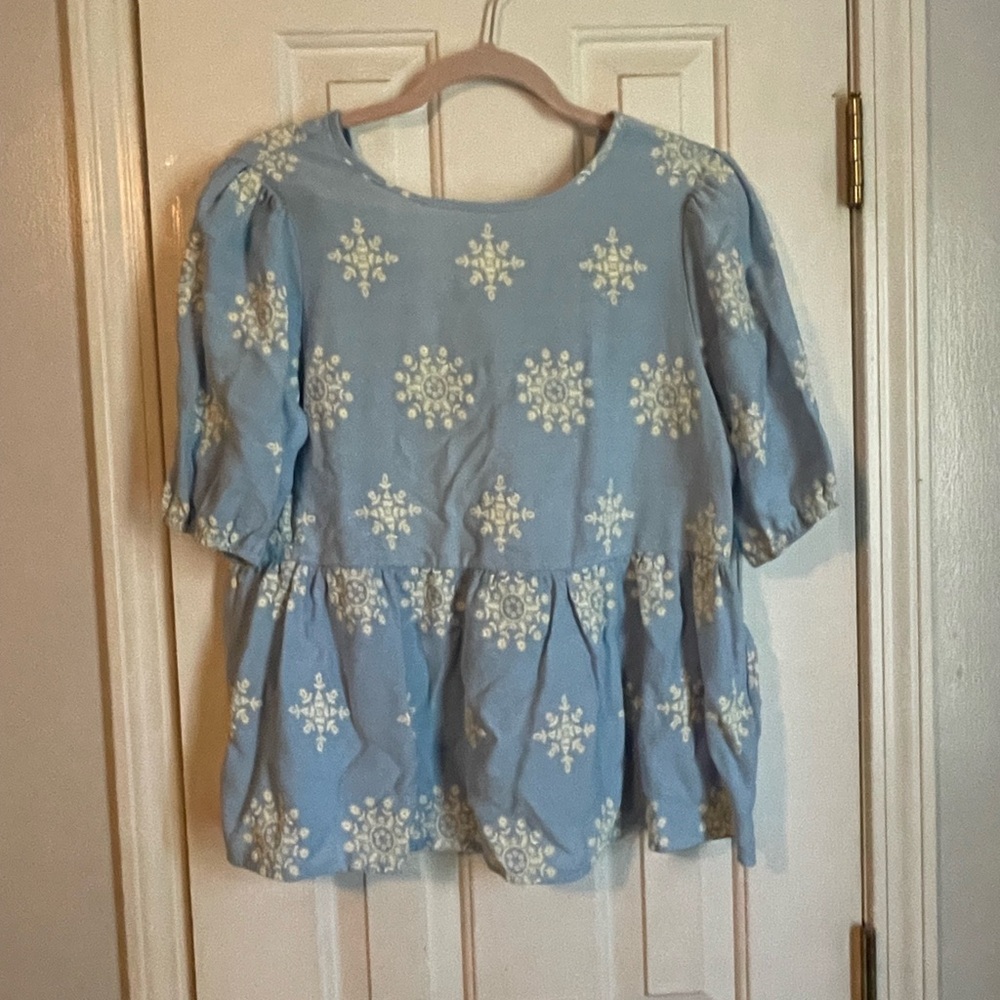 SHEIN Light Blue Floral Blouse